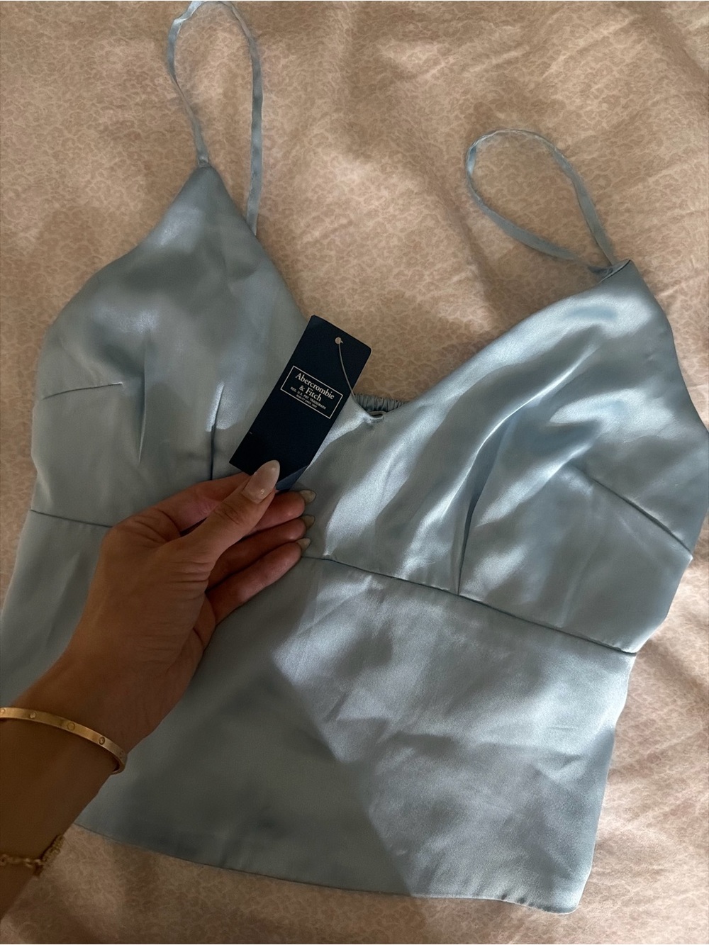 Abercrombie and fitch Satin Cami Top in Light Blue